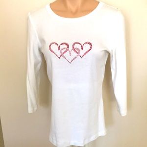 Talbots 3/4 length Pima Cotton Shirt with 3 Hearts